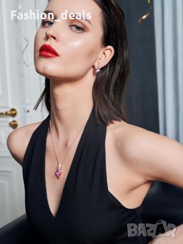 Нов Романтичен Медальон с Роза Сърцевиден Кристал - 18К Розово Злато Жени Подарък, снимка 4 - Колиета, медальони, синджири - 42742232