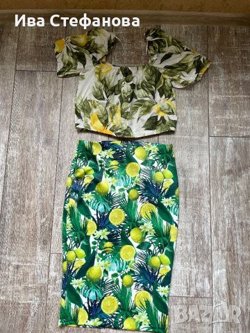 Разкошен нов свеж топ бюстие лимони лимон зелен листа квадратно деколте hm h&m , снимка 10 - Корсети, бюстиета, топове - 40722254