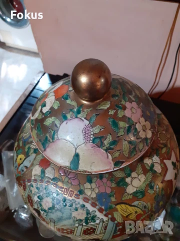Satsuma Сатцума стара голяма ваза буркан порцелан печат, снимка 4 - Антикварни и старинни предмети - 51007323
