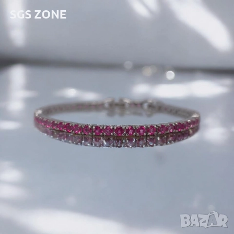 КЛАСИЧЕСКА ТЕНИС ГРИВНА ОТ 925 СТЕРИЛИНГ С РОЗОВ ТОПАЗ