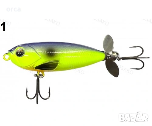 Воблер OSAKO Floating 6.5 см 9 г повърхностен с въртяща перка PRO, снимка 2 - Такъми - 53010234