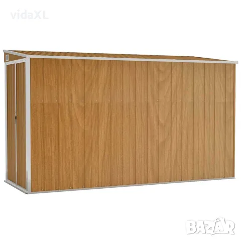 vidaXL Градинска барака за стенен монтаж, кафява, 118x288x178 см, поцинкована стомана（SKU: 316228）