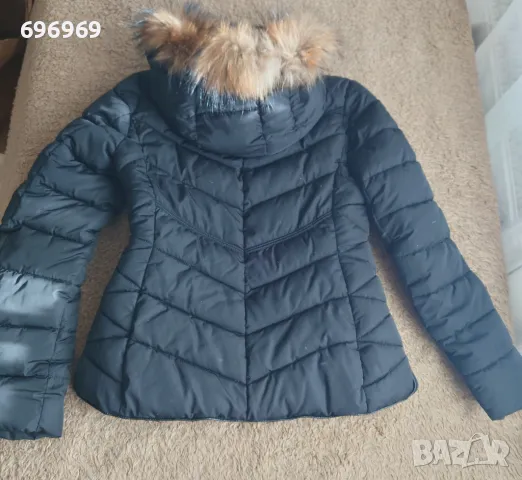 Черно късо зимно яке с естествен пух, снимка 7 - Якета - 48002026