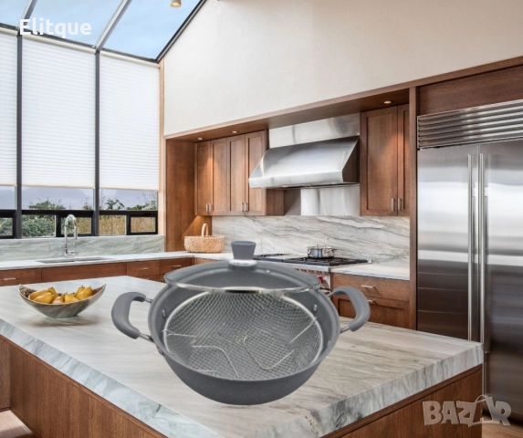 Тенджера с кошница за фритюрник,керамична, снимка 4 - Съдове за готвене - 52839462