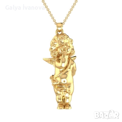 Сребърно и златно ангелче , снимка 2 - Колиета, медальони, синджири - 52599234