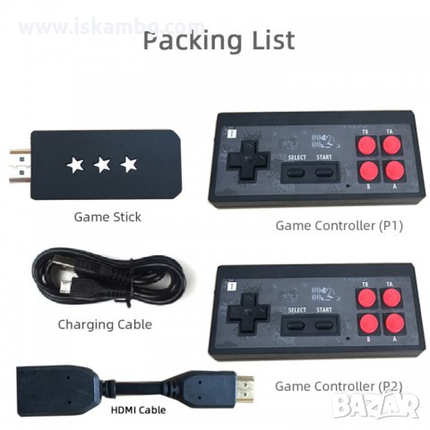 Ретро TV игра, конзола с размерите на флашка 621 игри безжична 4K HDMI - код 2843, снимка 4 - Други игри и конзоли - 30353455