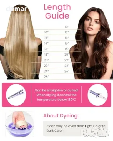Hetto Nano Hair Extensions човешка коса 50,8 см 50 кичура (50 г), снимка 6 - Аксесоари за коса - 55871338