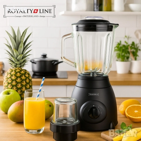 Кухненски блендер с мелница Royalty Line RL-SME-600.6. Червен/черен, снимка 3 - Блендери - 52595489