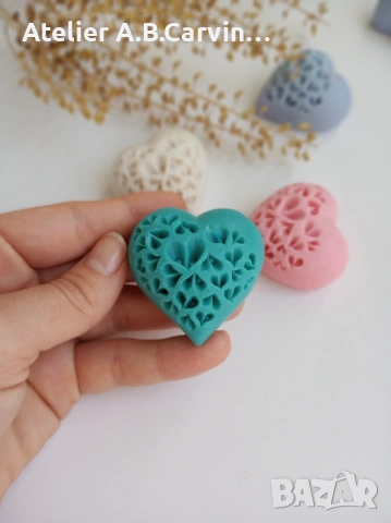 Ароматни глицеринови гравирани сапунчета Сърце, за подаръци за гости