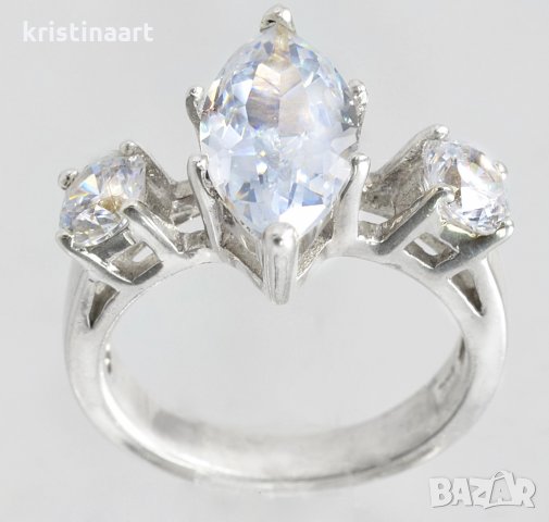 Сребърен пръстен проба 925 със Сваровски кристали , снимка 1 - Пръстени - 10093266