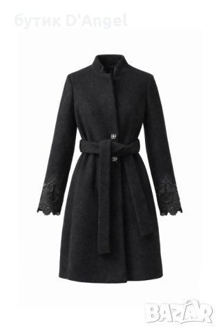 AVIN Палто от вълна с дантела и кристални копчета