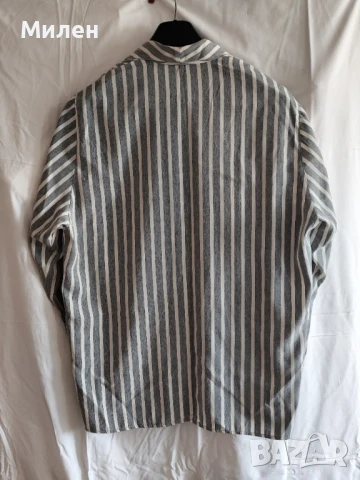 Дамска риза сиви и бели райета – винтидж стил, дълъг ръкав, снимка 7 - Тениски - 51372871