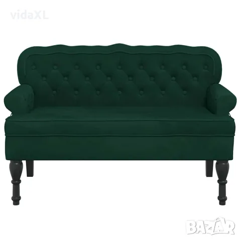 vidaXL Пейка с облегалка, тъмнозелена, 119,5x64,5x75 см, кадифе, снимка 4 - Дивани и мека мебел - 56147408