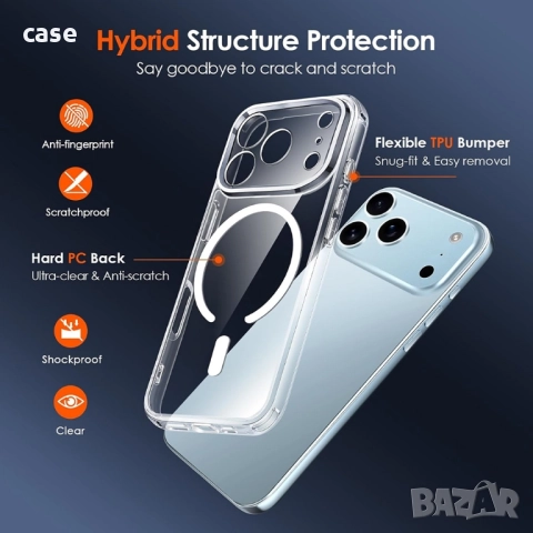 iPhone 17 всички модели MagSafe case,калъф с протектор около камерите Нови, снимка 3 - Калъфи, кейсове - 51890288