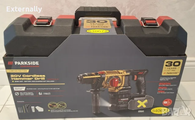 Комбиниран акумулаторен перфоратор Parkside PKHAP 2034 Li B1 – Brushless, 3J, SDS+, нов с гаранция, снимка 8 - Перфоратори - 55948114