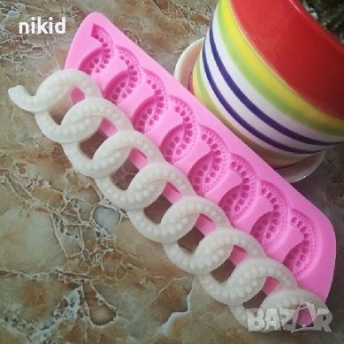 голяма верижка кръгове с дупки силиконова форма молд украса декор торта фондан шоколад и др