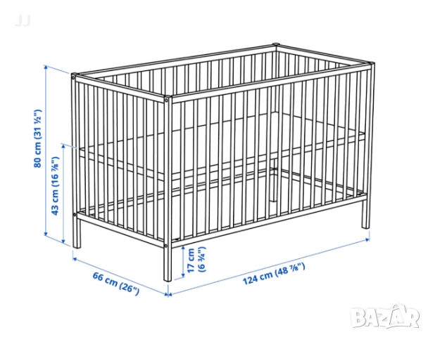 СПЕШНО SNIGLAR бебешко креватче, 60x120 см, бук с матрак, снимка 2 - Бебешки легла и матраци - 52946547