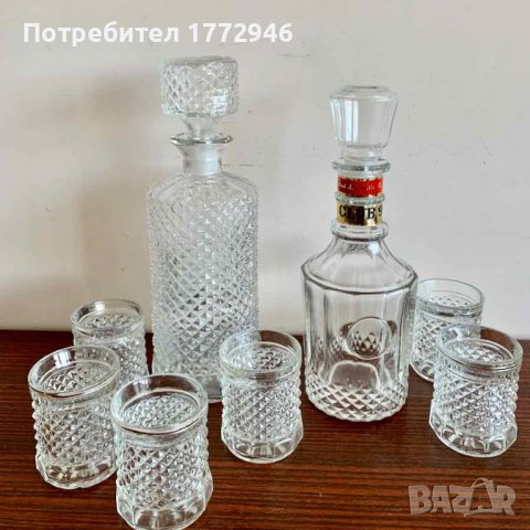 Сервиз за алкохол /водка/ ракия/ - чаши с 2 гарафи, оловен кристал
