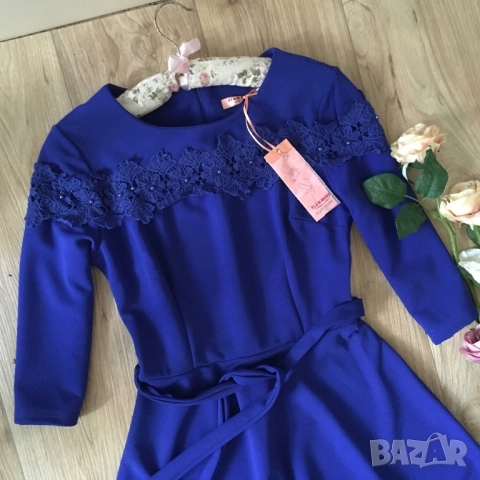 Разпродажба спешно! Нова рокля черна розова синя до коляното разкроена , снимка 5 - Рокли - 52840846