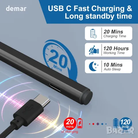 USI 2.0 Stylus Pen за таблет Amazon Fire Max 11, USI Chromebook Pen, с 4096 чувствителност, снимка 8 - Друга електроника - 49097203