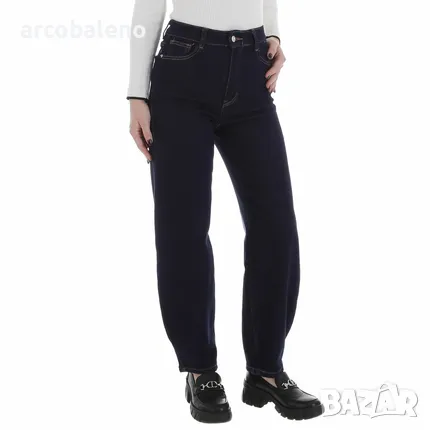 Дамски еластични дънки с висока талия в тъмносиньо, снимка 6 - Дънки - 50237255