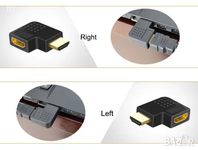 HDMI адаптери 90/270 градуса, снимка 4 - Друга електроника - 42739981