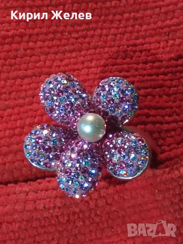 ФЛОРАЛЕН СКЪПОЦЕНЕН СРЕБЪРЕН ПРЪСТЕН ЦВЕТЕ СРЕБРО 925 с БЯЛА ПОЗЛАТА 49215, снимка 9 - Пръстени - 49427697