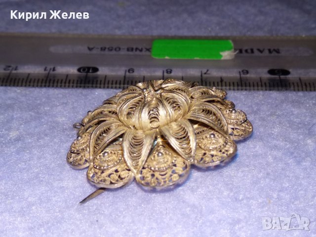 РАЗКОШНА СТАРИННА СРЕБЪРНА ФИЛИГРАННА ФЛОРАЛНА БРОШКА ФИНА МАЙСТОРСКА РЪЧНА ИЗРАБОТКА УНИКАТ 35809, снимка 18 - Антикварни и старинни предмети - 39507059