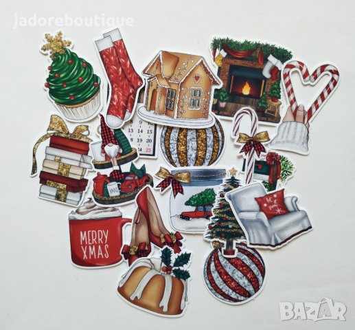 Дизайнерски стикери за скрапбук Christmas at home 18 бр - V070
