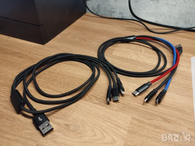 3-в-1 кабел USB-C, iPhone и micro USB, снимка 2 - USB кабели - 48593506