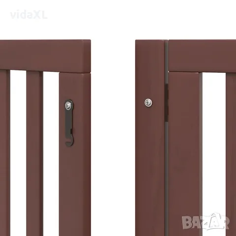 vidaXL Сгъваема преграда за куче с врата 9 панела кафява 450 см топола, снимка 9 - За кучета - 56146648