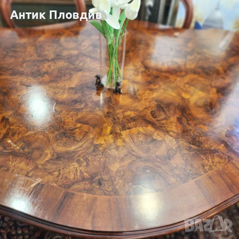 Антикварна маса в стил Луи Филип с масивна дърворезба, снимка 6 - Маси - 50470834