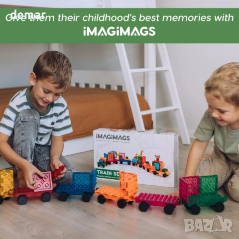 IMAGIMAGS Магнитни строителни плочки, Комплект влакчета от 18 части, снимка 4 - Конструктори - 51741983