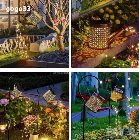 Декоративна соларна лампа със светлинни спринклери – ефект „водопад“, 60 LED, топла бяла светлина, снимка 10 - Декорация за дома - 50667962