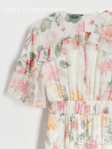 Нова ефирна феерична дълга елегантна женствена ежедневна рокля волани къдри нежен флорален принт , снимка 2 - Рокли - 42183587