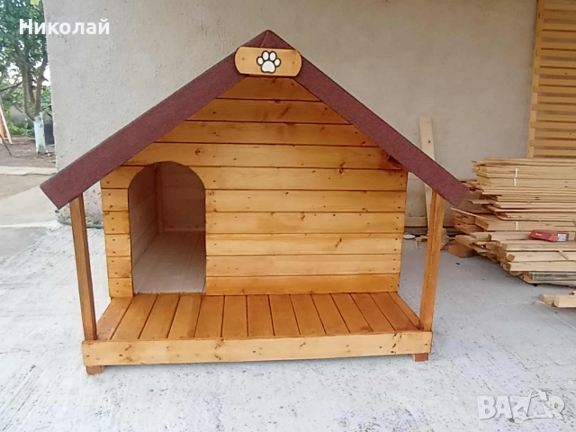 Голяма къща за кучета с веранда, за две кучета кучешка къща , къща от дърво за куче кученца, снимка 2 - За кучета - 52238581