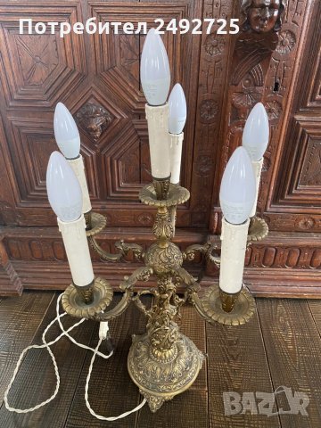 ✅лампа настолна барок , бронз, снимка 3 - Антикварни и старинни предмети - 35063321