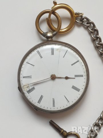 Стар сребърен джобен часовник с ключ, снимка 10 - Антикварни и старинни предмети - 40691565