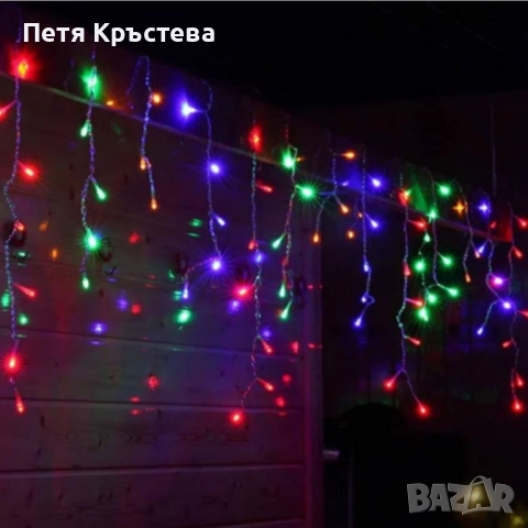Коледна украса LED ресни 12 метра – водоустойчива инсталация с 8 режима на светене, идеална за дома,