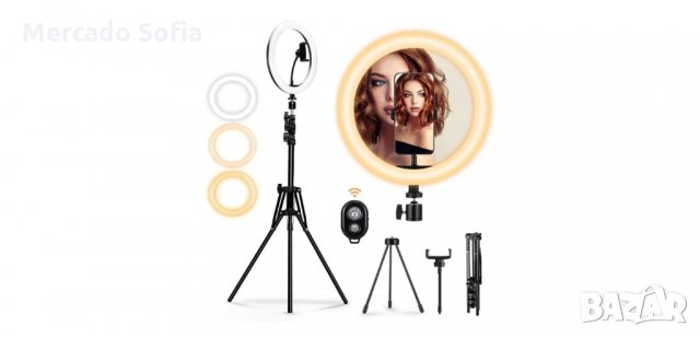 Регулируема ринг лампа с трипод и 120 LED лампички, Deluxe