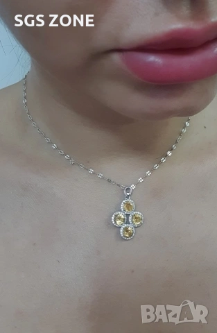 Сребърна висулка със аметист или цитрин💛💜, снимка 7 - Колиета, медальони, синджири - 53036004