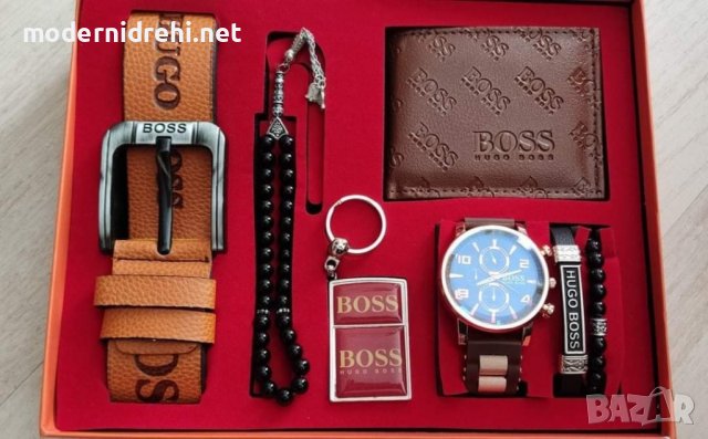 Комплект Boss колан,часовник,портфейл,броеница,запалка,гривна, снимка 1 - Мъжки - 36904166