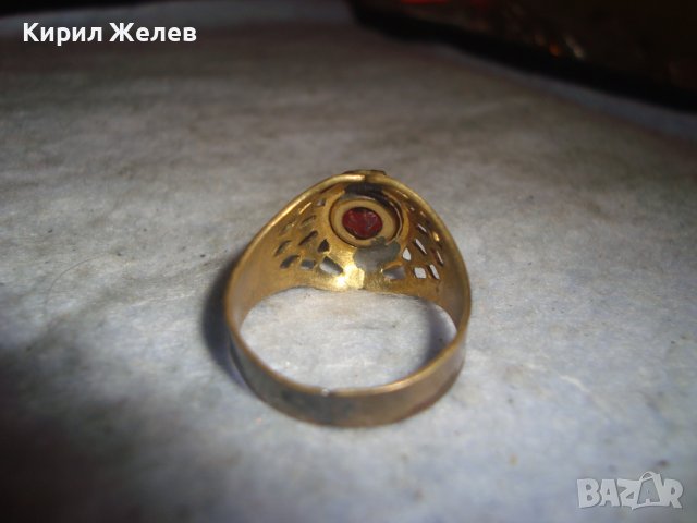 СТАРИНЕН МЕСИНГОВ АЖУРЕН МАЙСТОРСКИ СКЪПОЦЕНЕН ПРЪСТЕН с ГОЛЯМ ЮВЕЛИРНО ФАСЕТИРАН ГРАНАТ 27156, снимка 13 - Антикварни и старинни предмети - 36772038