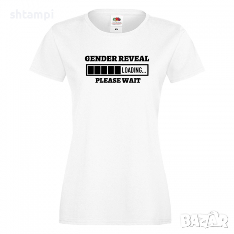 Дамска тениска Gender Reveal Loading,Loading,Please wait,батерия,Изненада,Подарък, снимка 1 - Тениски - 36420454