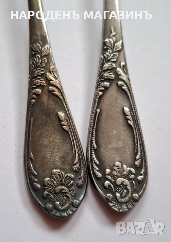 СССР - Сервиз руски посребрени лъжички чай кафе 7 броя мелхиор сребро Луксозни , снимка 10 - Други ценни предмети - 53964601