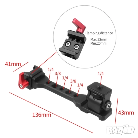 Рамо за монтаж на монитори и други допълнителни аксесоари с NATO клампа за DJI RSC2,3,4,Pro RS, Mini