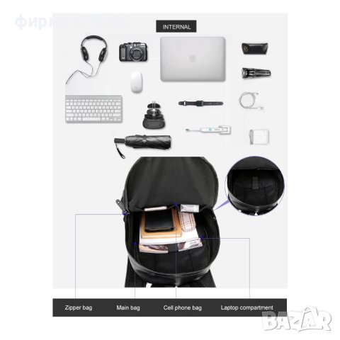 Раница STELS SQ90, Екологична кожа, 43×12.5×30см, Черен, снимка 9 - Раници - 44321904