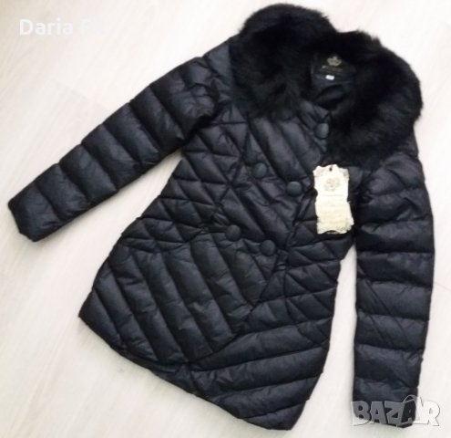 ЧЕРНО шушлеково яке с подвижна пухена яка ХХС размер, снимка 2 - Якета - 30437077