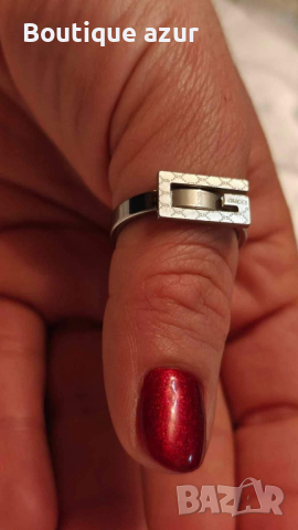 пръстен от медицинска стомана с 18к златно покритие gucci cartier , снимка 7 - Пръстени - 44552867