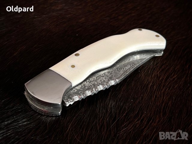 Класически сгъваеми джобен нож (серия Дамаск) с костна дръжка. (ER956WB), снимка 3 - Ножове - 39501841